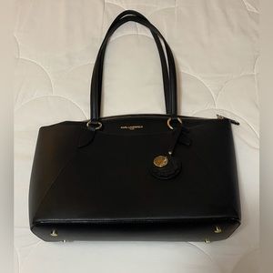 KARL LAGERFELD PARIS Black and Gold Tote Bag/ Purse